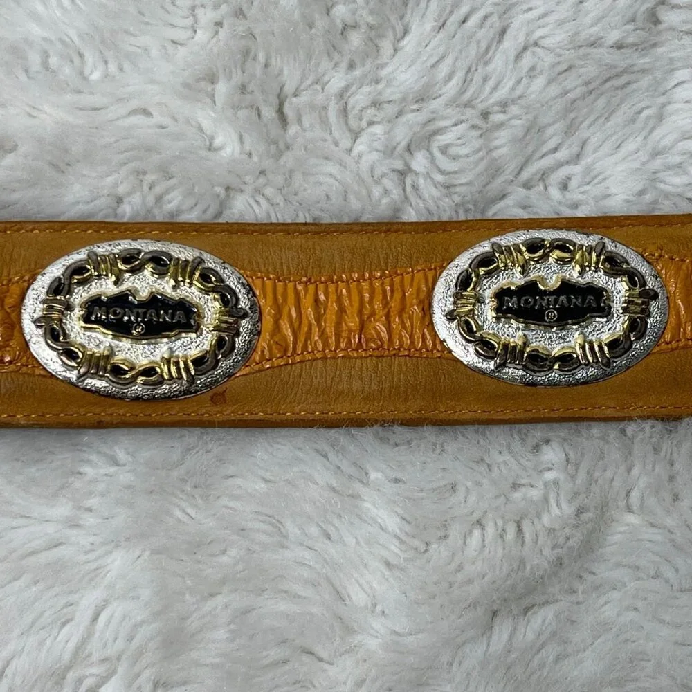 MONTANA Women's Tan Leather Cowboy Belt Size 32